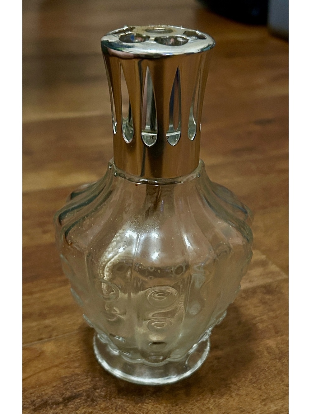 Vintage Lampe Berger Glass Fragrance Lamp with Silver-tone Top